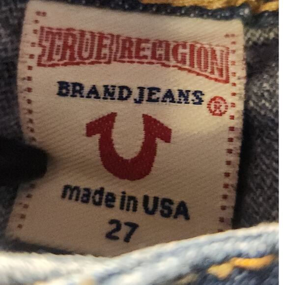 True Religion Jeans Women's Tag 27" Act 28" Flare Distressed Joey Flap Pockets - Picture 7 of 10